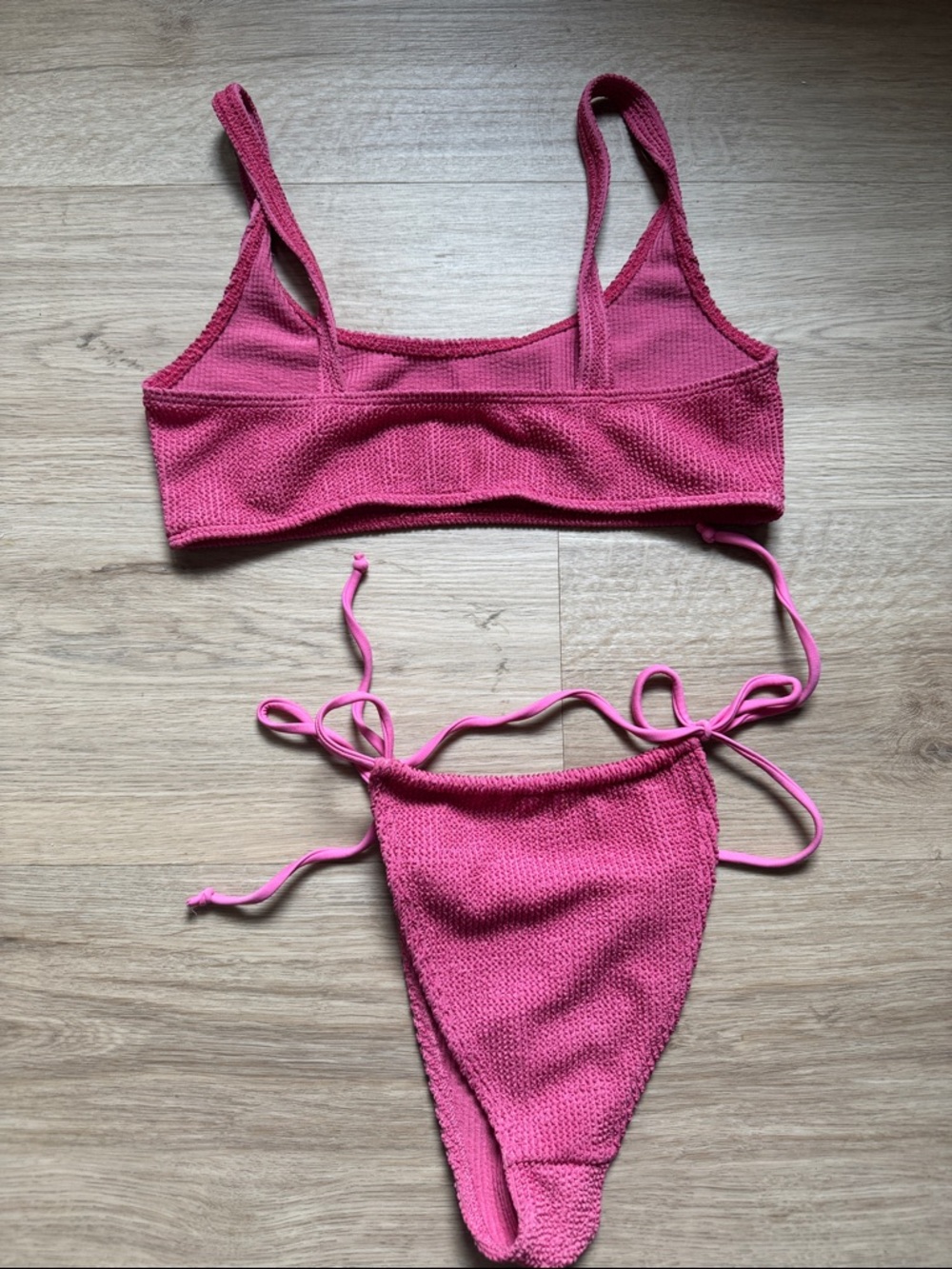 Skatie Textured Pink Tie-Side Bikini Set - Picture 2 of 2